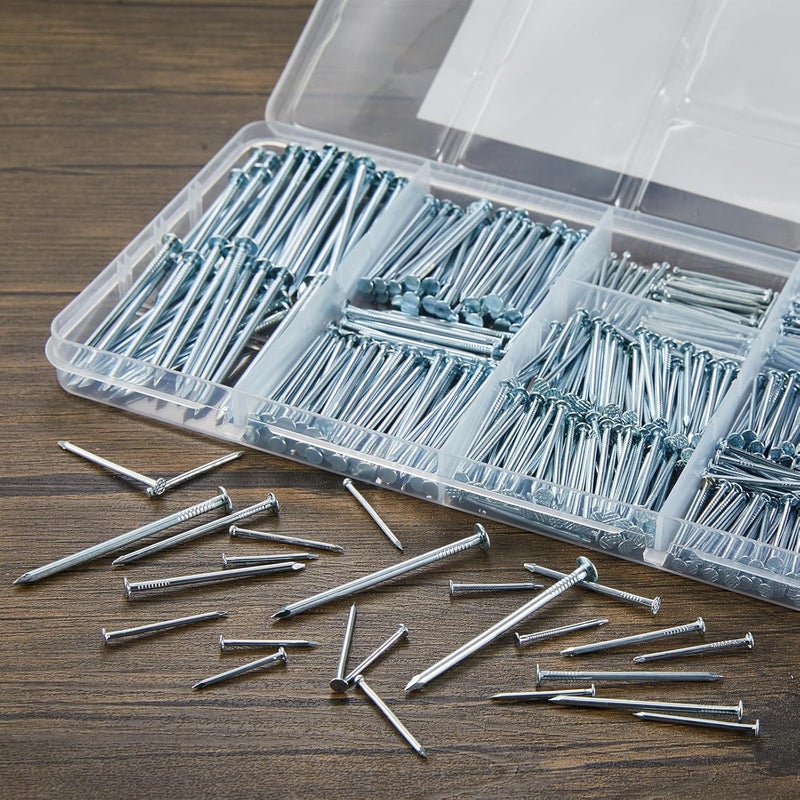LUEEN Picture Hanging Nail Kit, 710 Pieces, White Frame Nails up to 2 Inches, Assorted Sizes with Storage Case (White) - Image 2